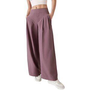 Athleta Brooklyn Heights Wide Leg Pants Women's 8 Mauve Pleated Trouser Pull-On